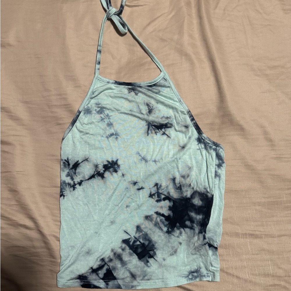 Vibrant Green and Blue Sleeveless Tiedye tank top